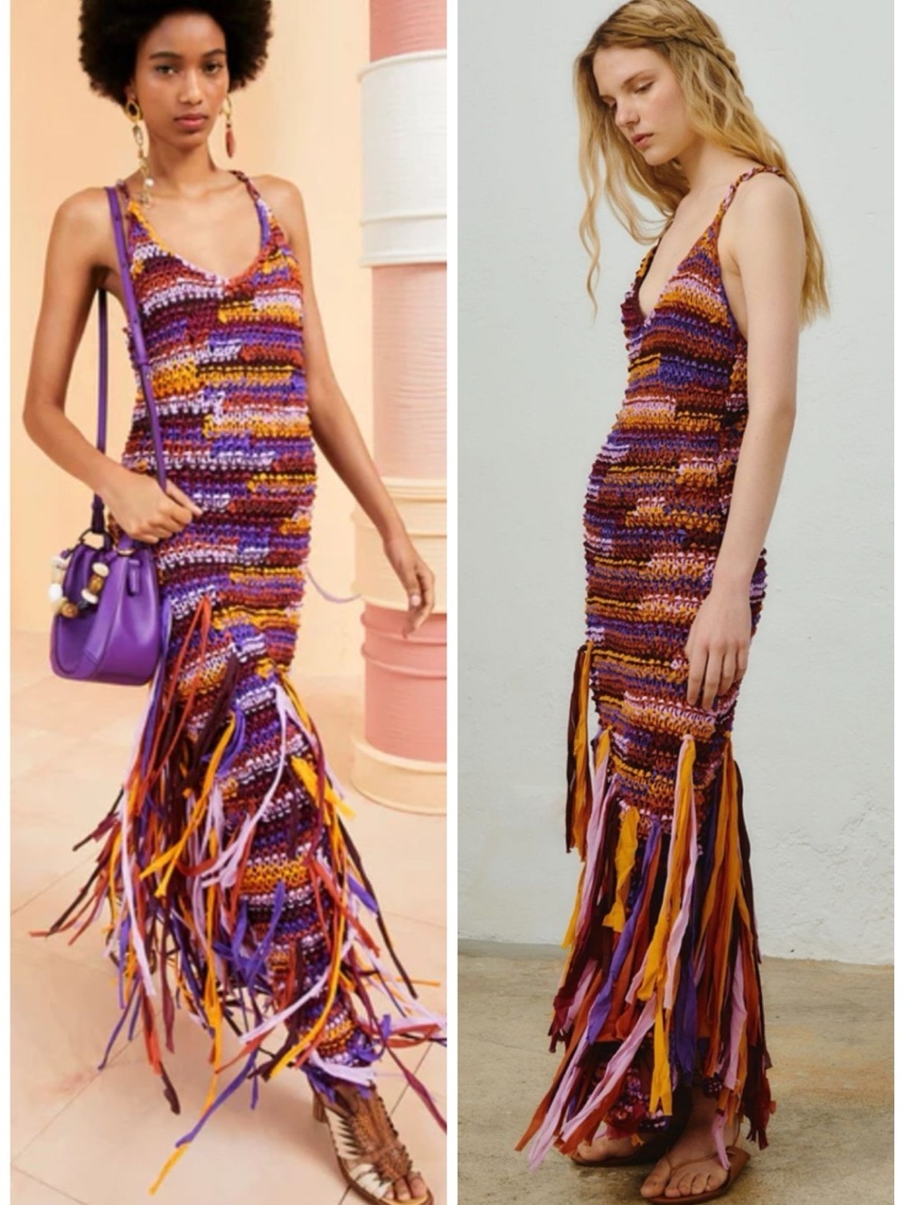 ULLA JOHNSON Emmalina Crochet
Fringe Cotton & Silk Maxi Dress SZ P